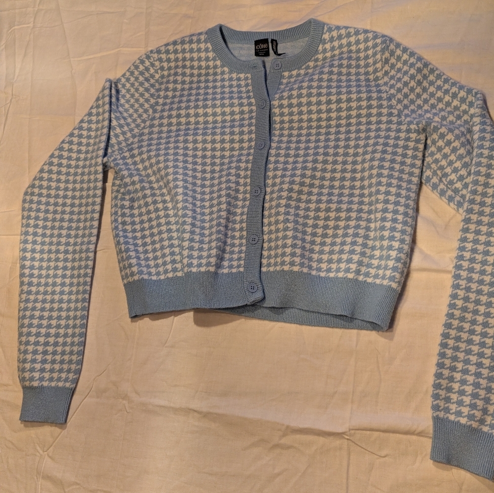 💥SALE💥 Blue and White Houndstooth Cardigan